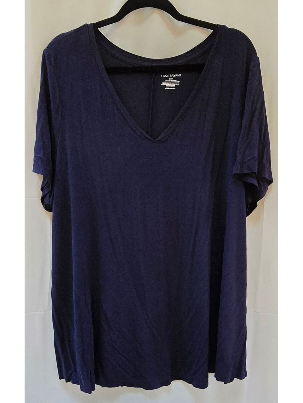 Lane Bryant Navy Blue V-Neck Short Sleeve Relaxed Fit Top Plus Size 22/24